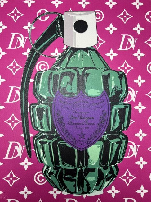 DEATH NYC - FR 3 - DOM PERIGNON GRENADE: DEATH NYC - FR 3 - DOM PERIGNON GRENADE Size: 45cm x 32cm Edition of 100 + Artists Proofs Print is signed and dated by DEATH NYC. Paper: Fine art 300 gsm paper Comes with Certificate of Authenticity s