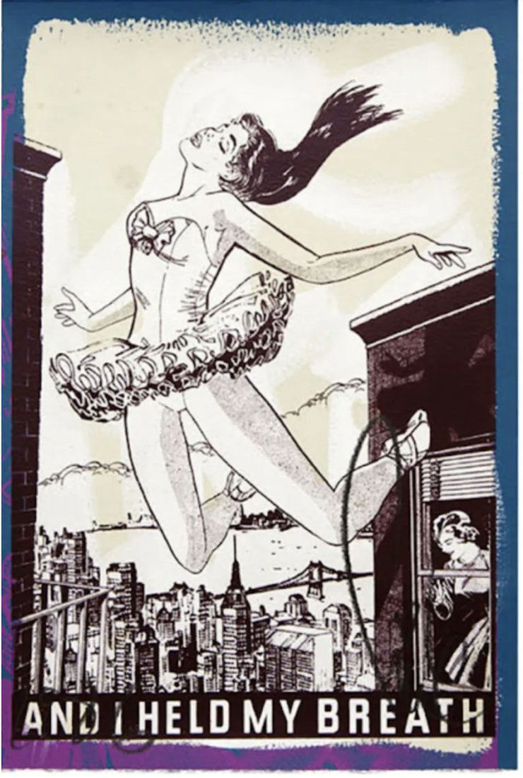 FAILE - AND I HELD MY BREATH: FAILE (b. 1975) And I held My Breath, 2013 Ed. 250 Screenprint and acrylic on Heavyweight Archival paper. 19-1/4 x 12-1/4 inches (48.9 x 31.1 cm) (sheet) Signed in pencil along lower edge, numbered in