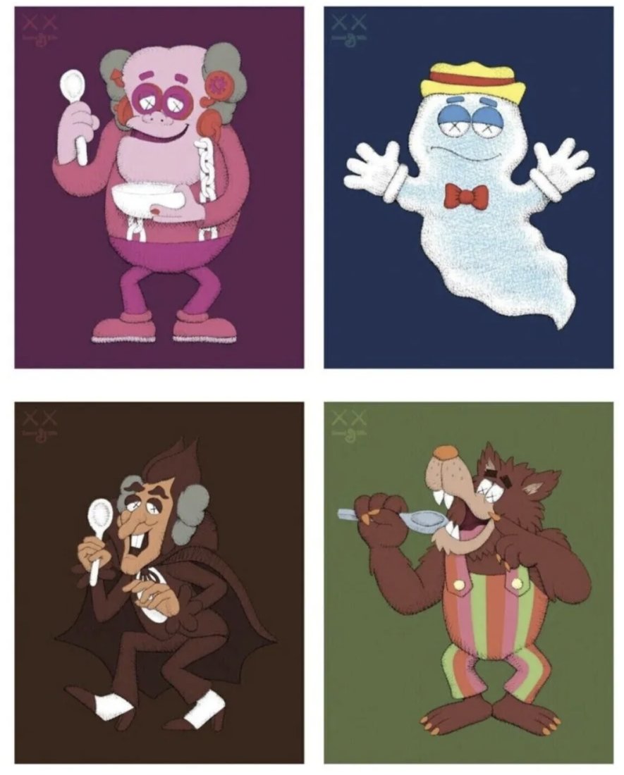 KAWS - MONSTERS CEREAL - FULL FOUR POSTER SET (1 of 1)