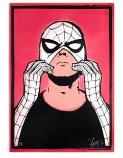 COPYRIGHT - SPIDER ANDY - WHITE SUIT EDITION: Artist: COPYRIGHT Title: Spider Andy - White Suit Edition Type: Mixed Media Screen Prints on 300 gsm Fabriano Watercolour Paper Size: 13.7 x 19.6 Inches (35 cm x 50 cm) Release: April 14, 2021 Sold Ou