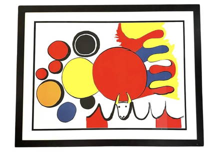 ALEXANDER CALDER - TAUREAU AVEC SPIRALE ROUGE: Alexander Calder - Taureau Avec Spirale Rouge (1975) Ed. of 75. Lithograph, 1975. 21.5 x 30.5 in. Provenance Modern Masters Fine Art gallery. Professionally framed. Alexander Calder is perhaps best kn