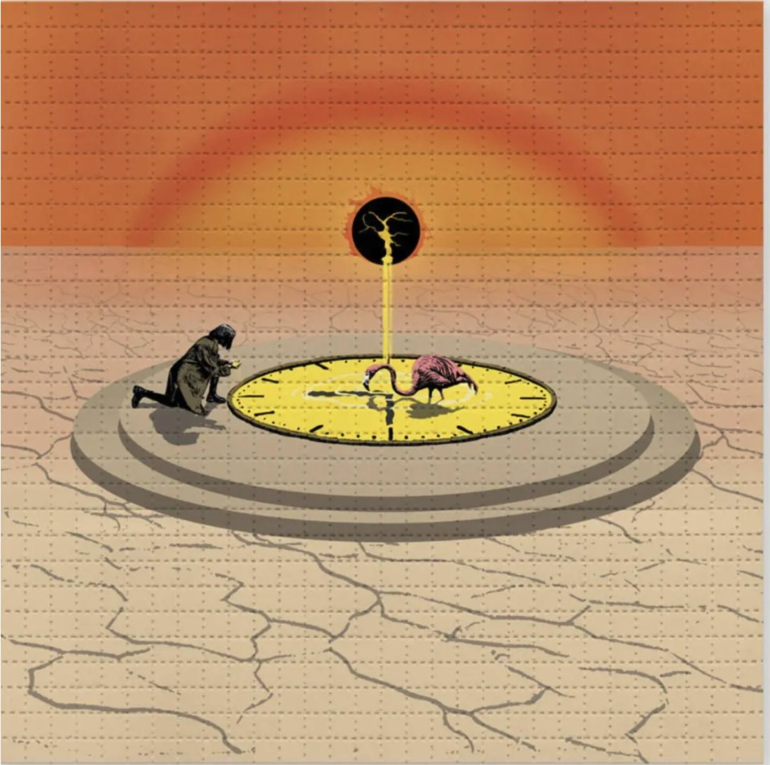 MAD - TIME SOURCE: MAD - Time Source Ed of 35. 7.5 in x 7.5 in Archival Pigment Print on Perforated Blotter Paper. Signed & numbered by the artist. MAD (b. 1987) is an Iranian muralist based in Istanbul. He has been pai