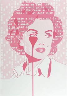 PURE EVIL - ARTHUR MILLERS NIGHTMARE - PINK MARILYN MONROE: Artist: Pure Evil Title: Arthur Millers Nightmare - Pink (Marilyn Monroe) Edition of 100. Size: 35 x 50 cm 1 Colour Screen Print. Signed and numbered. Hand screenprinted by Pure Evil on our new 6 stat