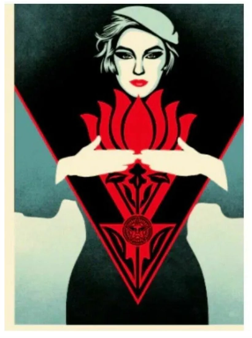 SHEPARD FAIREY - NOIR FLOWER WOMAN (BLUE): Shepard Fairey - Noir Flower Woman (Blue) Medium: Screenprint on cream Speckletone Paper Numbered Ed of 400. Provenance: Signed, numbered and dated by the artist. Dimensions: 18 x 24 Inches Year: 2022