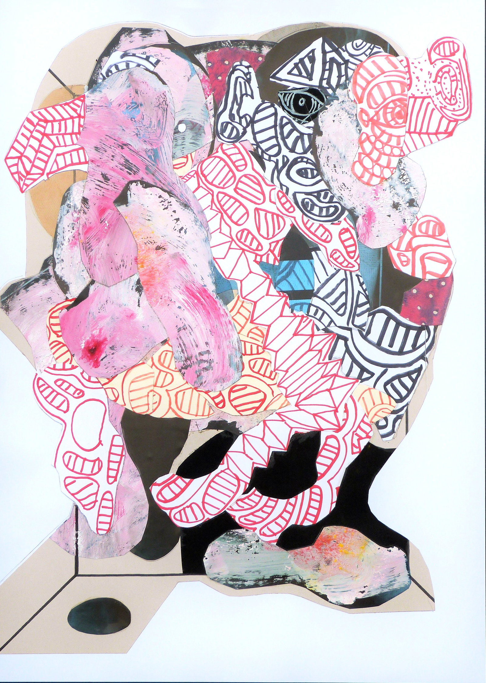 PASCAL MARLIN - CARCASS # 5: Artist: PASCAL MARLIN Title: CARCASS # 5 Description: mixed media on paper / collage Size: 70 X 50 cm Year: 2022 The artist plays with superimpositions, which are clearly visible when one stands on th