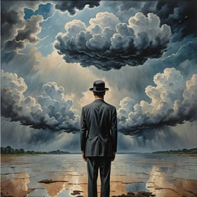 THE COLLECTIVE - MAGRITTE IN THE RAIN - CANVAS