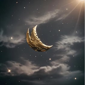 mARTian - GOLDEN CRESCANT - LARGE ON METAL