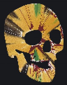 CON ARTIST - HIRST SPIN SKULL - ORIGINAL -  XXL CANVAS