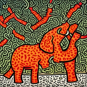 SIENA PADRE - KEITH HARING ELEPHANT ROAR - CANVAS