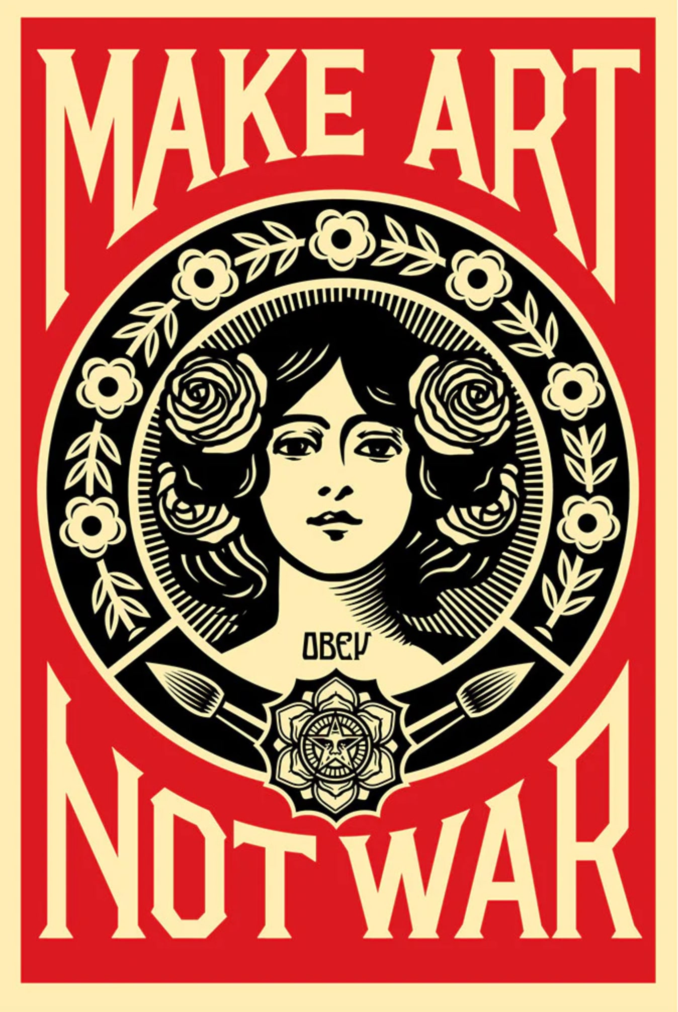 SHEPARD FAIREY - MAKE ART NOT WAR: Artist: Shepard Fairey Title: Make Art Not War Silkscreen/Serigraph - Signed 61 x 91 cm (24 x 36 inch) offset print on cream Speckle Tone paper. Signed & Dated by Shepard Fairey. Expanding on the lega