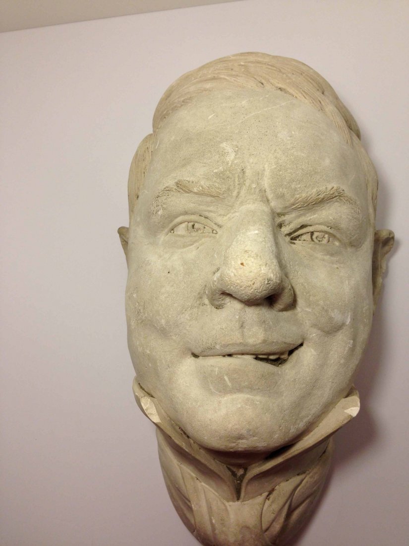 W.C. Fields' Head Cast: This very early life cast of W.C. Fields is from John Chambers private collection. Made of casting plaster, it is incredibly lifelike. Field’s is wearing a high collar which looks very much like the