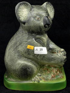 Wembley Ware Koala: Glazed Wembley Ware Koala Figurine, 28cm x 22cm x 14cm deep.