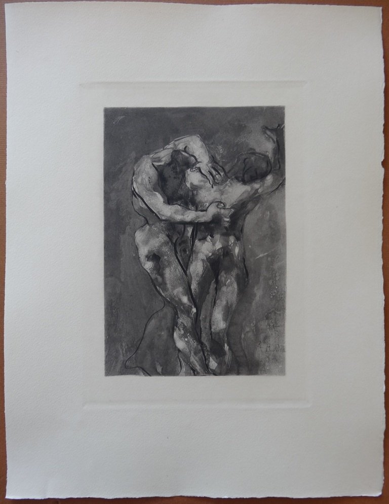 RODIN Auguste : The Fight - SIGNED ETCHING 1897: TITLE : The Fight MEDIUM : Etching SIGNATURE : Plate signed YEAR : 1897 PAPER : Vellum SIZE : 13 x 10" INFORMATIONS : This etching is part of the set "F