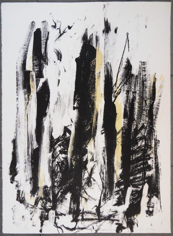 MITCHELL Joan : Original handsigned lithograph "Trees: ARTIST : MITCHELL Joan TITLE : Trees with yellow MEDIUM : Stone lithograph printed by Mourlot PAPER : Arches Vellum