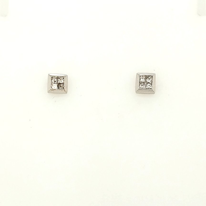 A Pair of small diamond cluster studs (1 of 2)