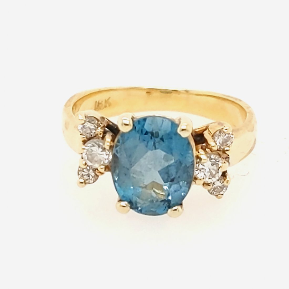 18k Yellow Gold Blue Topaz and Diamond Ring (1 of 4)