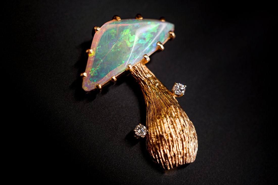 14k Yellow Gold Opal Mushroom Pin (1 of 4)