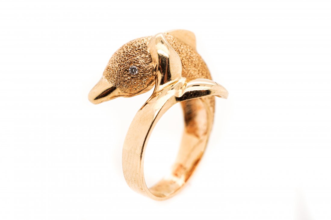 14K Yellow Gold Dolpin Ring (1 of 4)