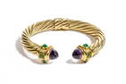 David Yurman Amethyst and Emerald Bracelet
