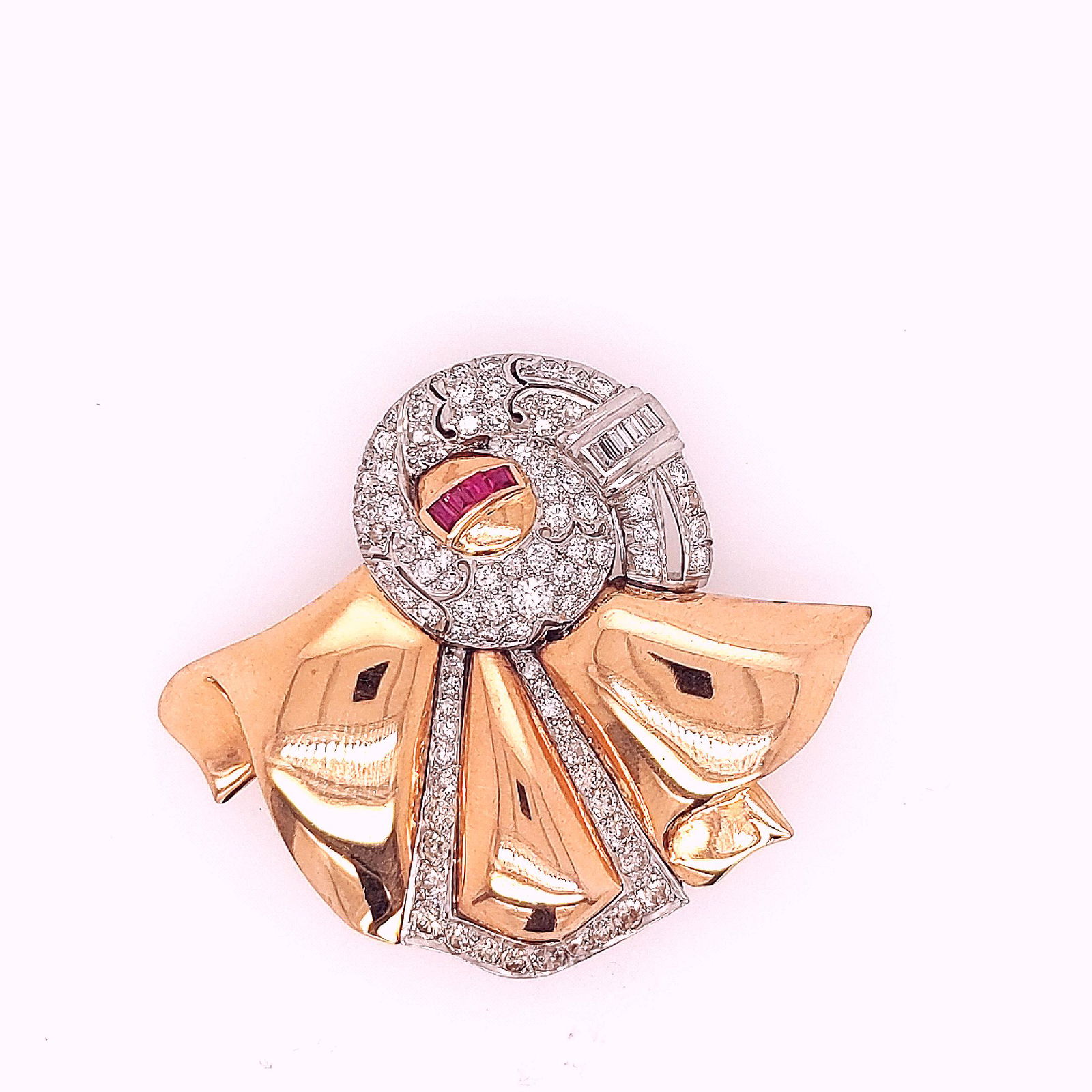 Diamond and Ruby Bow Brooch (1 of 2)