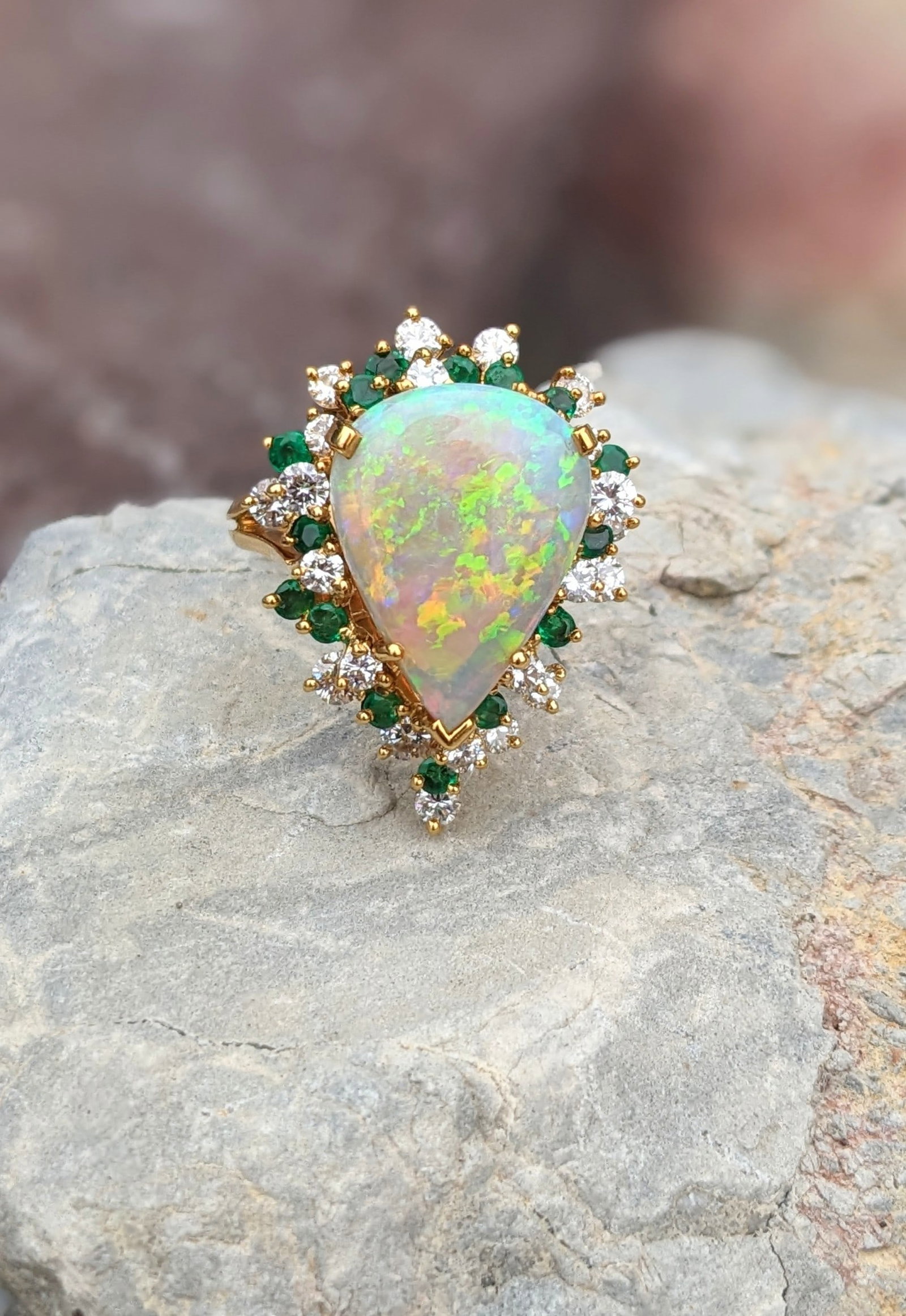 Opal, Emerald and Diamond Ring (1 of 6)