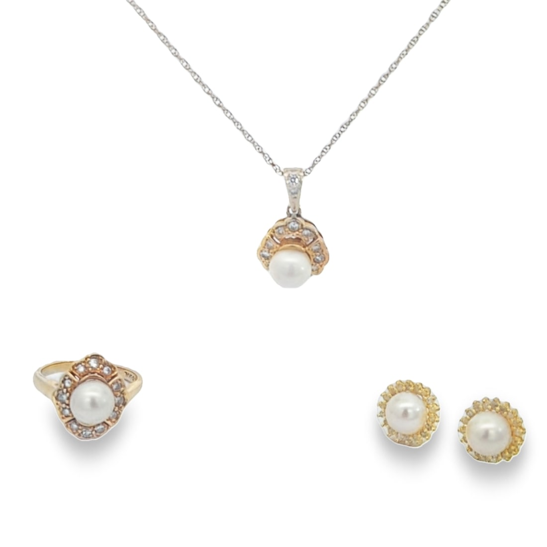 Pearl Ring, Earring and Necklace Set (1 of 4)