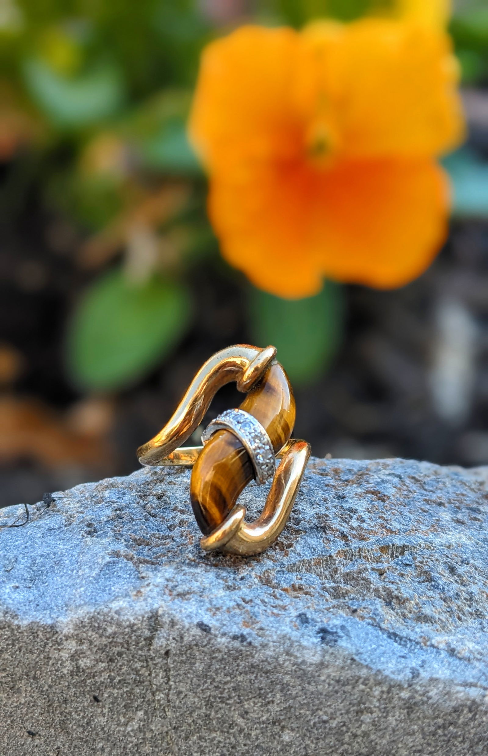 Vintage Tiger Eye and Diamond Ring (1 of 6)