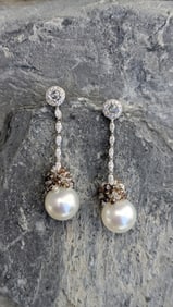 South Sea Pearl and Diamond Earrings
