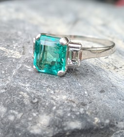 AGL 2.97ct Colombian Emerald and Diamond Ring