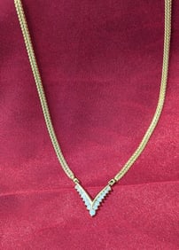 Small Diamond "V" Necklace
