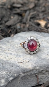 Vintage Tourmaline and Diamond Ring