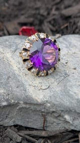 Vintage Amethyst Diamond Onyx Ring