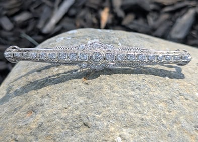 Edwardian Diamond Bar Pin