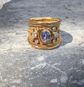 Elizabeth Gage Tanzanite and Diamond Ring