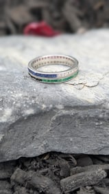 Diamond, Emerald, Sapphire, Ruby and Onyx Spinning Eternity Band