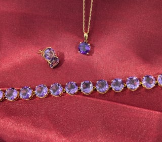 Amethyst Bracelet, Earrings and Pendant Set