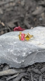 Pink Spinel and Yellow Barrel Fashion Ring