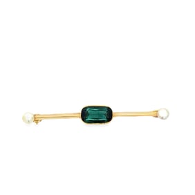 Dioptase and Seed Pearl Bar Pin