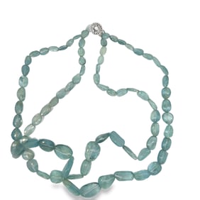 Two Strand Aqua Bead Necklace