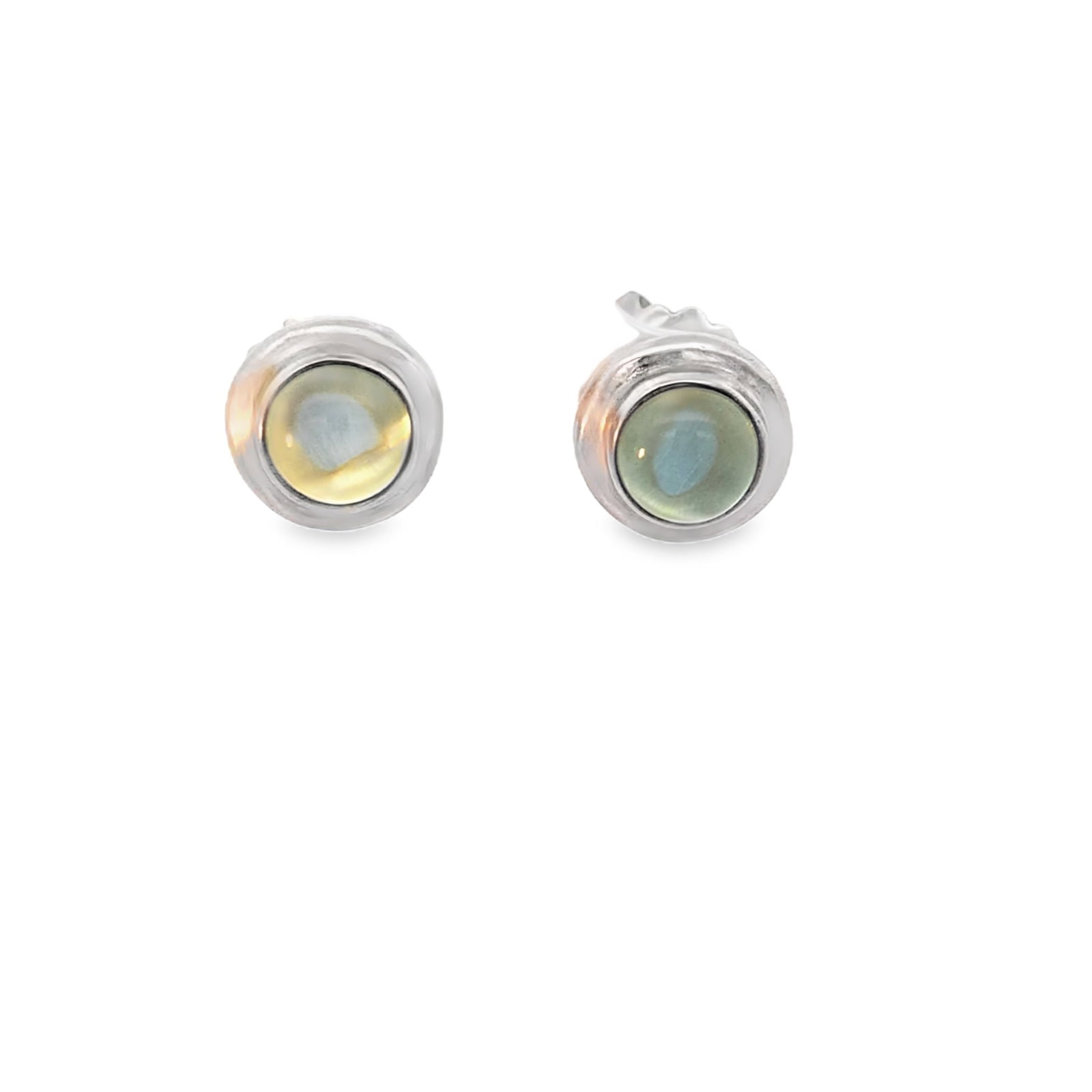Fashion Earrings: Crafted in sterling silver featuring (2) cabochon stones and stamped RR925. The earrings measure 1/4in x 1/4in and weigh 3.7dwt