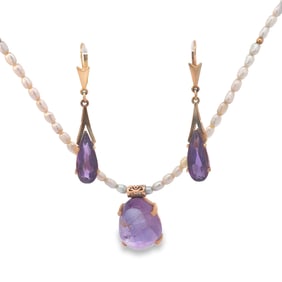 Amethyst Pendant and Earring Set