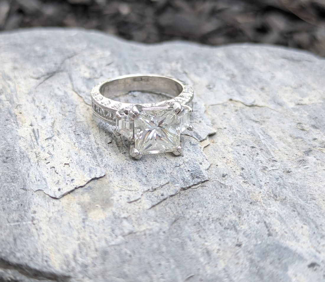 EGL 3.06 Princess Cut Diamond Ring