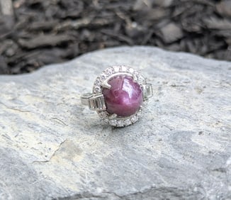 Star Ruby and Diamond Ring