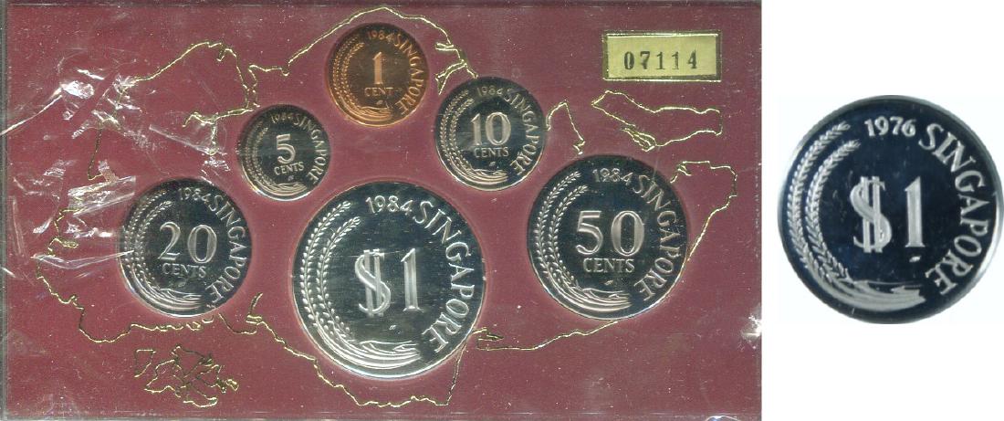 SG, 1976, Silver Proof dollar coin and 1984, 1c~$1 (1 of 1)
