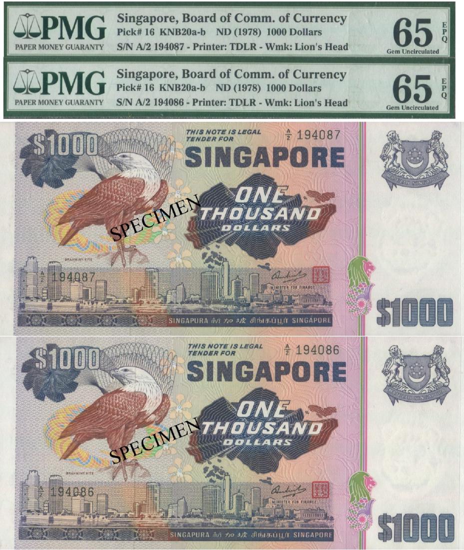 SG, Bird, $1000, consecutive pair, HSS red seal. PMG 65 (1 of 1)