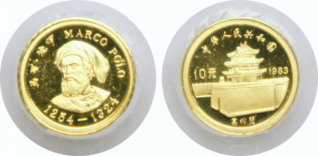 China, 1983, Marco Polo, 10 Yuan, Gold Coin. Ngc Pf 69