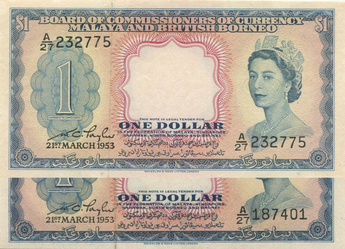 Malaya & British Borneo, 1953, $1. 2pcs. UNC (1 of 1)