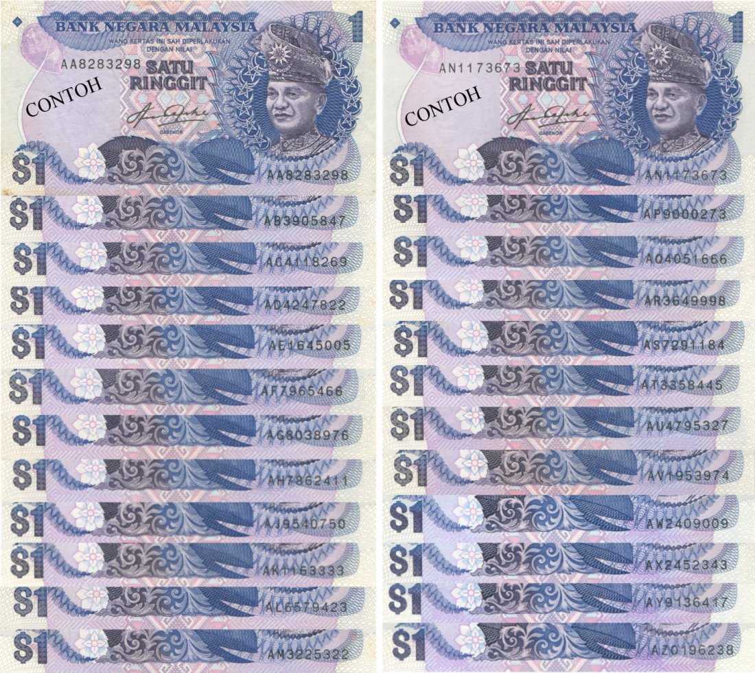 MY, 5th series, RM 1, prefix AA~AZ, 24pcs complete. (1 of 1)