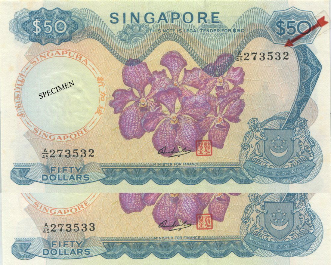 SG, Orchids, $50, HSS, consec pair, original UNC (1 of 1)