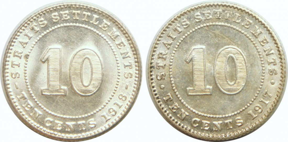 1917 and 1918, Silver 10c. 2pcs. UNC (1 of 1)
